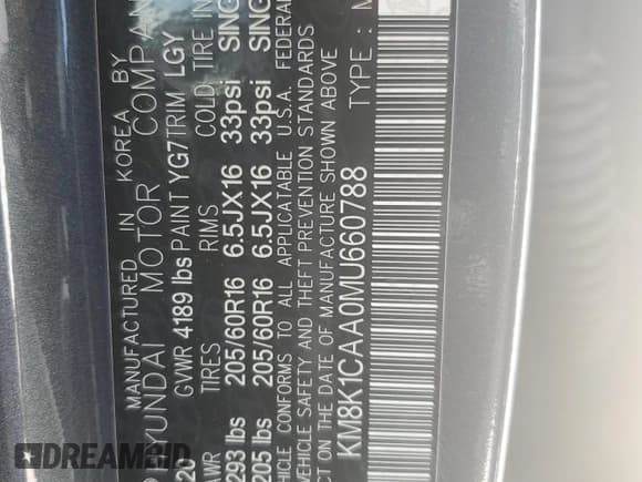 ✅ 2021 Hyundai Kona SE • VIN: KM8K1CAA0MU660788 • Лот: 55801464. Опубликован ранее на Copart с пробегом 52 306 миль. Бесплатный доступ к архиву аукционных продаж из США и подробный отчёт об истории автомобиля на DreamBid. Изображение 12.