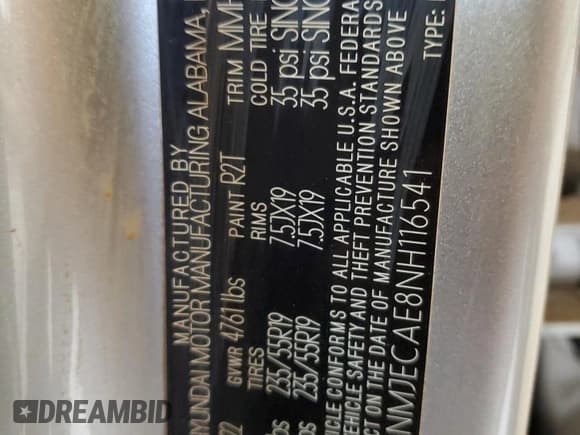 ✅ 2022 Hyundai Tucson Limited • VIN: 5NMJECAE8NH116541 • Lot: 64315814. Wystawiony na Copart z przebiegiem 34 788 mil. Bezpłatny archiwum sprzedaży aukcyjnych z USA i szczegółowy raport historii pojazdu na DreamBid. Zdjęcie 15.