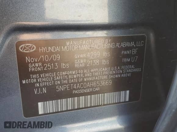 ✅ 2010 Hyundai Sonata GLS • VIN: 5NPET4AC0AH653669 • Lot: 75941804. Listed on Copart with 216,106 mi miles. Access the free auction sales archive from the USA and view a detailed vehicle history report at DreamBid. Image 12.