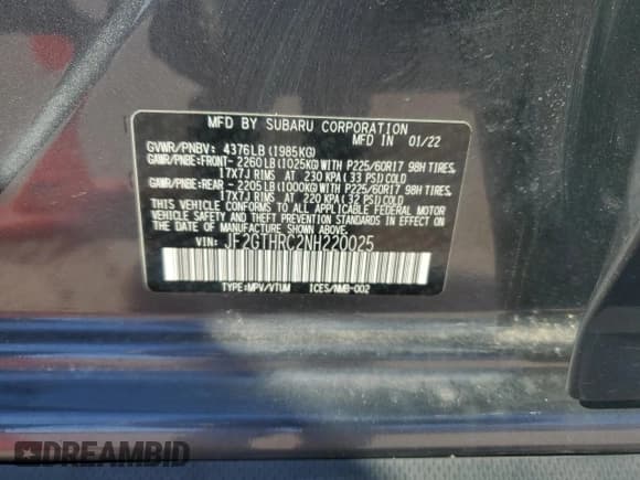 ✅ 2022 Subaru Crosstrek Special Sports • VIN: JF2GTHRC2NH220025 • Lot: 70638355. Listed on Copart with 30,878 mi. Free auction sales archive from the USA and detailed vehicle history report at DreamBid. Image 13.