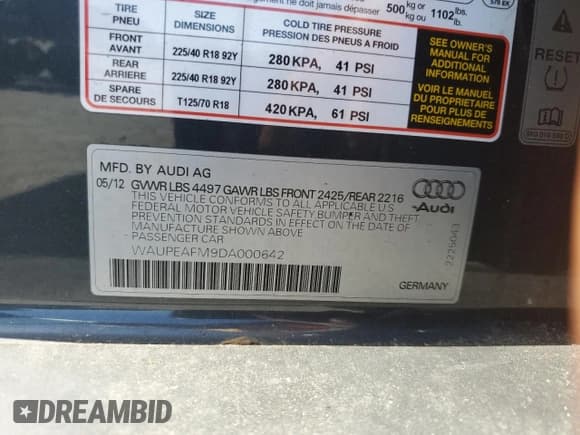 ✅ 2013 Audi A3 Premium Plus • VIN: WAUPEAFM9DA000642 • Лот: 62450875. Опубликован ранее на Copart с пробегом 57 220 миль. Бесплатный доступ к архиву аукционных продаж из США и подробный отчёт об истории автомобиля на DreamBid. Изображение 12.