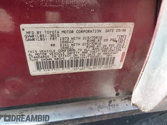 ✅ 1996 Toyota RAV4 • VIN: JT3HP10V1T7009211 • Lot: 42848911. Wystawiony na IAAI z przebiegiem 191 044 mil. Bezpłatny archiwum sprzedaży aukcyjnych z USA i szczegółowy raport historii pojazdu na DreamBid. Zdjęcie 9.