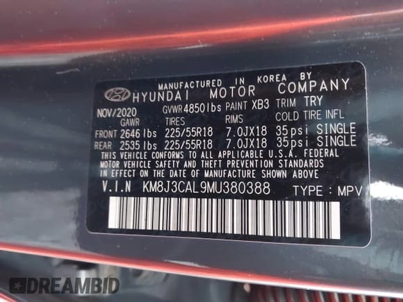 ✅ 2021 Hyundai Tucson Ultimate • VIN: KM8J3CAL9MU380388 • Лот: 42293622. Опубликован ранее на IAAI с пробегом 40 678 миль. Бесплатный доступ к архиву аукционных продаж из США и подробный отчёт об истории автомобиля на DreamBid. Изображение 9.