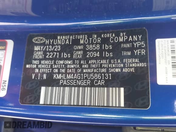 2023 Hyundai Elantra SEL с VIN KMHLM4AG1PU586131, выставлен на аукционе IAAI как лот 43074331 с пробегом 32 923 миль миль и . История ставок и продаж доступна на DreamBid. Изображение 9.