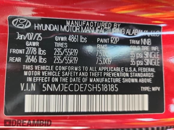 ✅ 2025 Hyundai Tucson Limited • VIN: 5NMJECDE7SH518185 • Lot: 85585675. Wystawiony na Copart z przebiegiem 5 724 mil. Bezpłatny archiwum sprzedaży aukcyjnych z USA i szczegółowy raport historii pojazdu na DreamBid. Zdjęcie 14.