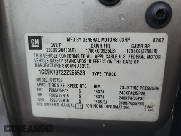 ✅ 2002 Chevrolet Silverado 1500 LS • VIN: 1GCEK19T22Z256528 • Лот: 73224024. Опубликован ранее на Copart с пробегом 220 988 миль. Бесплатный доступ к архиву аукционных продаж из США и подробный отчёт об истории автомобиля на DreamBid. Изображение 15.