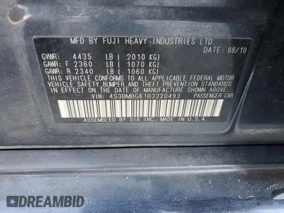 ✅ 2011 Subaru Legacy Premium Power Moon • VIN: 4S3BMBG61B3220493 • Лот: 91081355. Опубликован ранее на Copart с пробегом 177 910 миль. Бесплатный доступ к архиву аукционных продаж из США и подробный отчёт об истории автомобиля на DreamBid. Изображение 12.