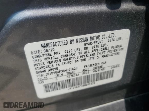 ✅ 2011 Infiniti G25 • VIN: JN1DV6AP3BM601628 • Lot: 60452965. Listed on Copart with 137,253 mi. Free auction sales archive from the USA and detailed vehicle history report at DreamBid. Image 12.