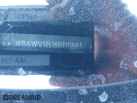 ✅ 2008 BMW 3 Series 328i • VIN: WBAWV13518P120883 • Lot: 41666097. Listed on IAAI with 136,797 mi. Free auction sales archive from the USA and detailed vehicle history report at DreamBid. Image 9.