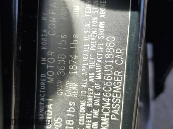 2006 Hyundai Accent GLS with VIN KMHCN46C66U018880, listed as a Copart auction lot 78419484 with Not provided miles and Salvage title. Bid and sale history available at DreamBid. Image 12.