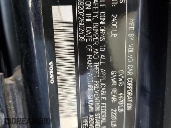 ✅ 2007 Volvo S60 2.5L Turbo • VIN: YV1RS592072602439 • Lot: 69438164. Wystawiony na Copart z przebiegiem 201 971 mil. Bezpłatny archiwum sprzedaży aukcyjnych z USA i szczegółowy raport historii pojazdu na DreamBid. Zdjęcie 14.