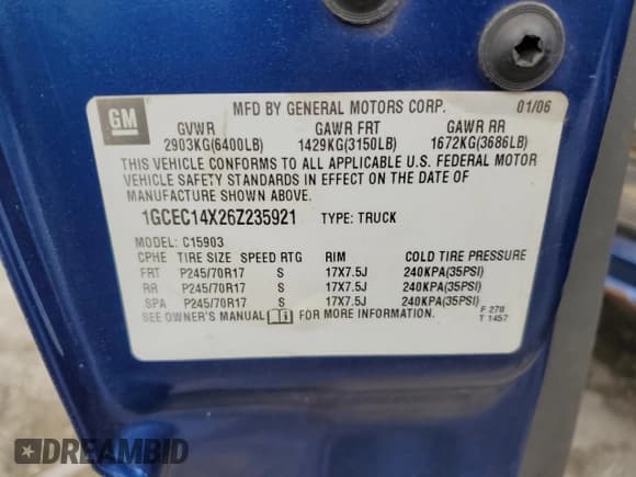 ✅ 2006 Chevrolet Silverado 1500 Work Truck • VIN: 1GCEC14X26Z235921 • Лот: 67978524. Опубликован ранее на Copart с пробегом 212 416 миль. Бесплатный доступ к архиву аукционных продаж из США и подробный отчёт об истории автомобиля на DreamBid. Изображение 12.