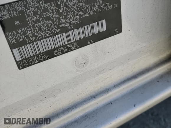 ✅ 2012 Toyota RAV4 • VIN: 2T3YL4DV7CW001430 • Лот: 64337975. Опубликован ранее на Copart с пробегом 107 056 миль. Бесплатный доступ к архиву аукционных продаж из США и подробный отчёт об истории автомобиля на DreamBid. Изображение 13.