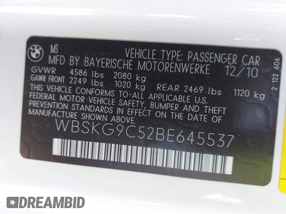 ✅ 2011 BMW M3 • VIN: WBSKG9C52BE645537 • Lot: 42371742. Listed on IAAI with 100,731 mi. Free auction sales archive from the USA and detailed vehicle history report at DreamBid. Image 9.