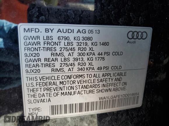 ✅ 2013 Audi Q7 Premium Plus • VIN: WA1LGAFE1DD016654 • Лот: 86550625. Опубликован ранее на Copart с пробегом 172 145 миль. Бесплатный доступ к архиву аукционных продаж из США и подробный отчёт об истории автомобиля на DreamBid. Изображение 14.