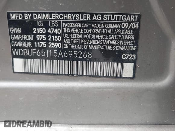 ✅ 2005 Mercedes-Benz E 320 • VIN: WDBUF65J15A695268 • Lot: 43009637. Wystawiony na IAAI z przebiegiem 131 740 mil. Bezpłatny archiwum sprzedaży aukcyjnych z USA i szczegółowy raport historii pojazdu na DreamBid. Zdjęcie 9.