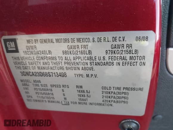 ✅ 2008 Chevrolet HHR LT • VIN: 3GNCA23D68S713498 • Lot: 40796907. Listed on IAAI with 123,442 mi. Free auction sales archive from the USA and detailed vehicle history report at DreamBid. Image 9.