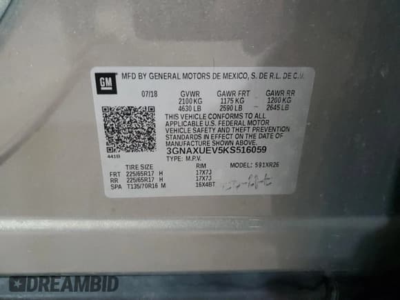 ✅ 2019 Chevrolet Equinox LT • VIN: 3GNAXUEV5KS516059 • Lot: 63977165. Wystawiony na Copart z przebiegiem 106 001 mil. Bezpłatny archiwum sprzedaży aukcyjnych z USA i szczegółowy raport historii pojazdu na DreamBid. Zdjęcie 13.