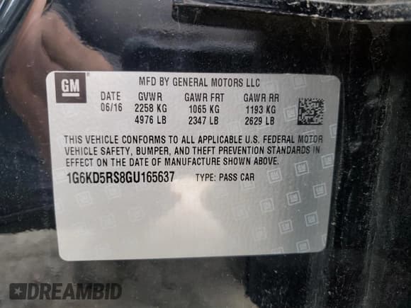 ✅ 2016 Cadillac CT6 Luxury AWD • VIN: 1G6KD5RS8GU165637 • Lot: 55574075. Wystawiony na Copart z przebiegiem 34 675 mil. Bezpłatny archiwum sprzedaży aukcyjnych z USA i szczegółowy raport historii pojazdu na DreamBid. Zdjęcie 12.