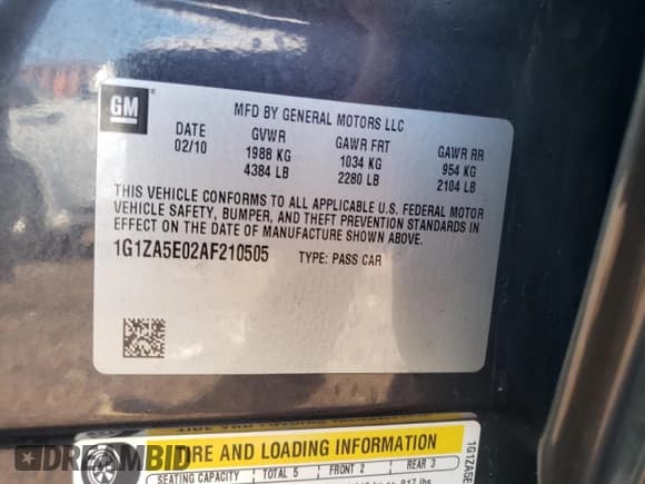 ✅ 2010 Chevrolet Malibu 1FL • VIN: 1G1ZA5E02AF210505 • Lot: 73286884. Listed on Copart with 77,916 mi. Free auction sales archive from the USA and detailed vehicle history report at DreamBid. Image 14.