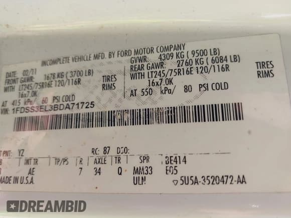 ✅ 2011 Ford Econoline Cargo Commercial • VIN: 1FDSS3EL3BDA71725 • Лот: 42971929. Опубликован ранее на IAAI с пробегом 277 800 миль. Бесплатный доступ к архиву аукционных продаж из США и подробный отчёт об истории автомобиля на DreamBid. Изображение 9.