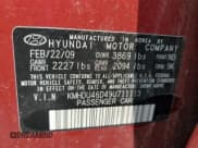 ✅ 2009 Hyundai Elantra GLS • VIN: KMHDU46D49U711113 • Lot: 69515205. Listed on Copart with 116,757 mi. Free auction sales archive from the USA and detailed vehicle history report at DreamBid. Image 12.