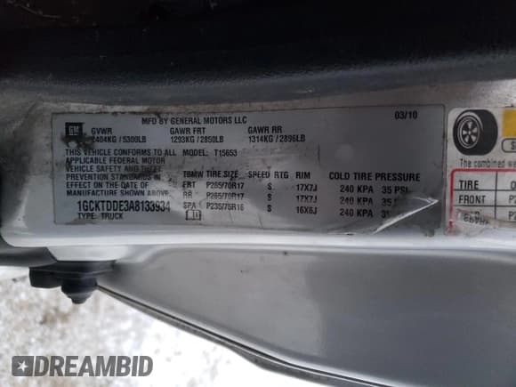 ✅ 2010 Chevrolet Colorado 2LT • VIN: 1GCKTDDE3A8133934 • Lot: 82962954. Listed on Copart with 173,306 mi. Free auction sales archive from the USA and detailed vehicle history report at DreamBid. Image 13.