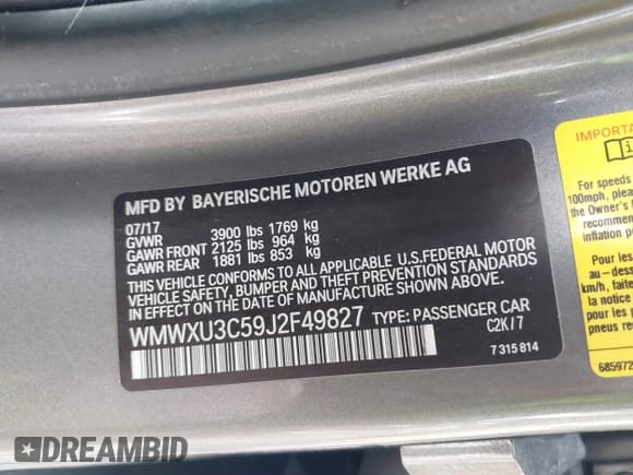 ✅ 2018 MINI Hardtop 4 Door Cooper S • VIN: WMWXU3C59J2F49827 • Lot: 43480843. Listed on IAAI with 69,237 mi. Free auction sales archive from the USA and detailed vehicle history report at DreamBid. Image 9.