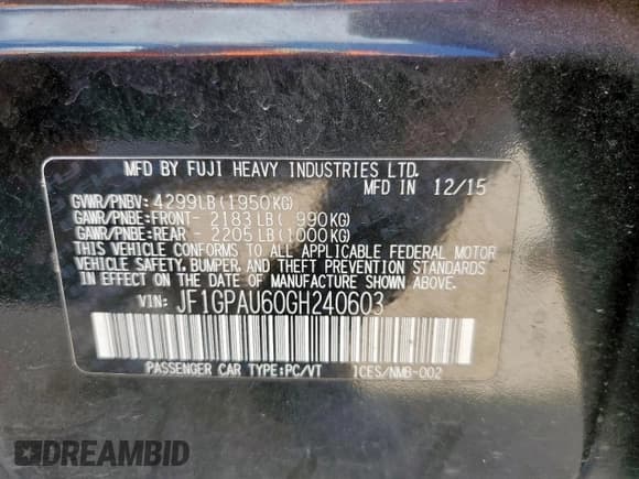 ✅ 2016 Subaru Impreza Special Sports Limited • VIN: JF1GPAU60GH240603 • Lot: 81777185. Wystawiony na Copart z przebiegiem 110 461 mil. Bezpłatny archiwum sprzedaży aukcyjnych z USA i szczegółowy raport historii pojazdu na DreamBid. Zdjęcie 12.