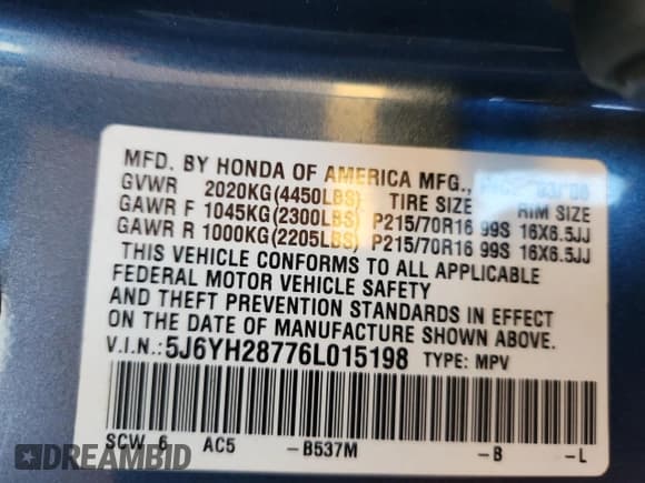 ✅ 2006 Honda Element EX-P • VIN: 5J6YH28776L015198 • Lot: 91587105. Wystawiony na Copart z przebiegiem 158 926 mil. Bezpłatny archiwum sprzedaży aukcyjnych z USA i szczegółowy raport historii pojazdu na DreamBid. Zdjęcie 13.