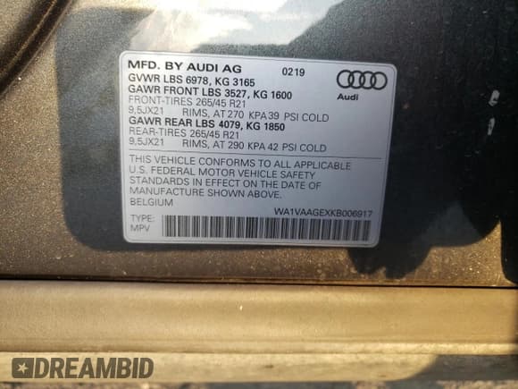 ✅ 2019 Audi e-tron Prestige • VIN: WA1VAAGEXKB006917 • Lot: 43856923. Wystawiony na Copart z przebiegiem 67 805 mil. Bezpłatny archiwum sprzedaży aukcyjnych z USA i szczegółowy raport historii pojazdu na DreamBid. Zdjęcie 13.