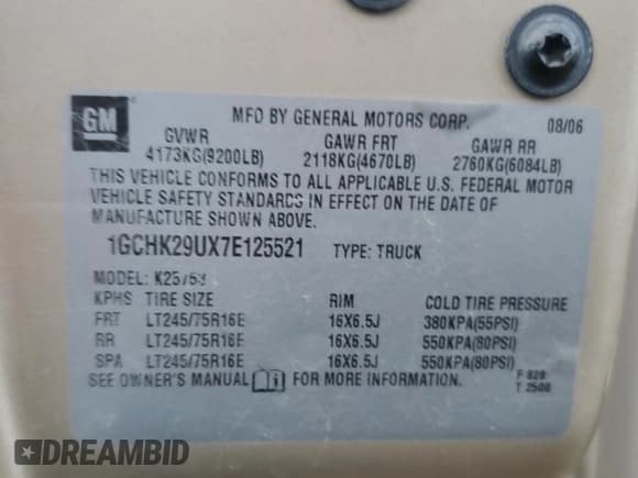 ✅ 2007 Chevrolet Silverado 2500HD Work Truck • VIN: 1GCHK29UX7E125521 • Lot: 44050885. Listed on Copart with 190,935 mi. Free auction sales archive from the USA and detailed vehicle history report at DreamBid. Image 12.