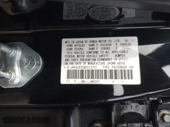 ✅ 2011 Acura TSX • VIN: JH4CU2F65BC013707 • Lot: 42120111. Listed on IAAI with 126,180 mi. Free auction sales archive from the USA and detailed vehicle history report at DreamBid. Image 9.