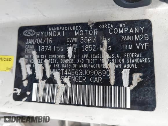 2016 Hyundai Accent SE with VIN KMHCT4AE6GU090890, listed as a IAAI auction lot 43525855 with 145,999 mi miles and . Bid and sale history available at DreamBid. Image 9.