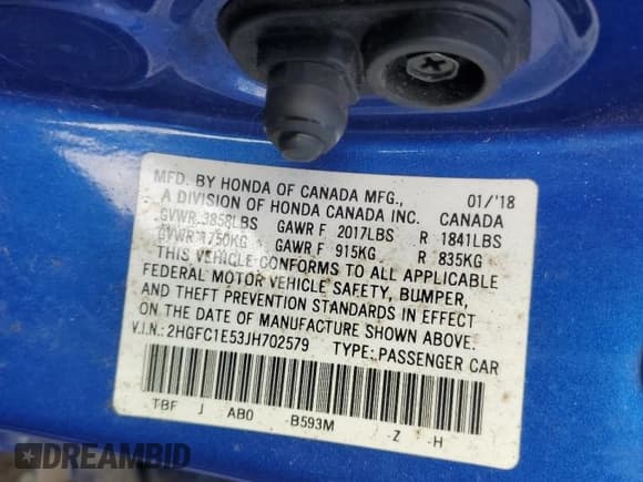 ✅ 2018 Honda Civic Si • VIN: 2HGFC1E53JH702579 • Lot: 91615665. Listed on Copart with 106,303 mi. Free auction sales archive from the USA and detailed vehicle history report at DreamBid. Image 12.