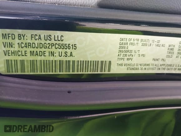 ✅ 2023 Dodge Durango GT Plus • VIN: 1C4RDJDG2PC555615 • Lot: 42674919. Listed on IAAI with 66,751 mi. Free auction sales archive from the USA and detailed vehicle history report at DreamBid. Image 9.