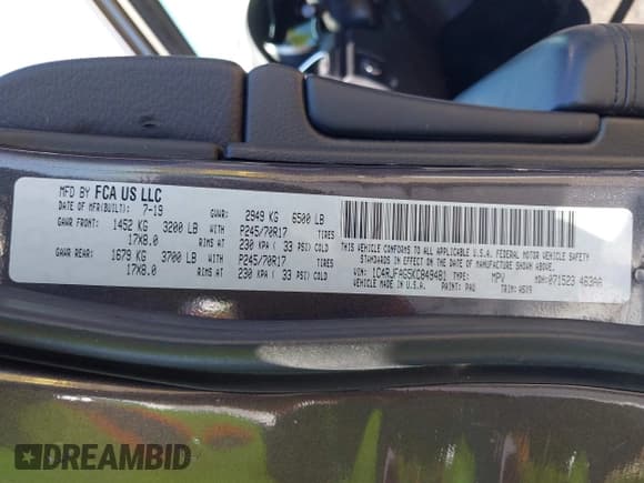 ✅ 2019 Jeep Grand Cherokee Upland • VIN: 1C4RJFAG5KC849481 • Lot: 42092491. Listed on IAAI with 65,890 mi. Free auction sales archive from the USA and detailed vehicle history report at DreamBid. Image 9.