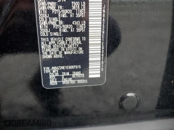 ✅ 2014 Infiniti QX80 • VIN: JN8AZ2NE1E9067515 • Lot: 84428345. Listed on Copart with 195,402 mi. Free auction sales archive from the USA and detailed vehicle history report at DreamBid. Image 13.