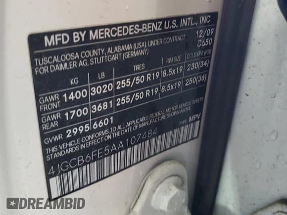 ✅ 2010 Mercedes-Benz R 350 • VIN: 4JGCB6FE5AA107484 • Lot: 63247205. Listed on Copart with 229,060 mi. Free auction sales archive from the USA and detailed vehicle history report at DreamBid. Image 13.