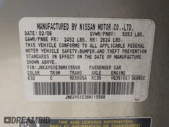 ✅ 2006 Infiniti M • VIN: JNKAY01E36M115568 • Лот: 42212427. Опубликован ранее на IAAI с пробегом 169 047 миль. Бесплатный доступ к архиву аукционных продаж из США и подробный отчёт об истории автомобиля на DreamBid. Изображение 9.