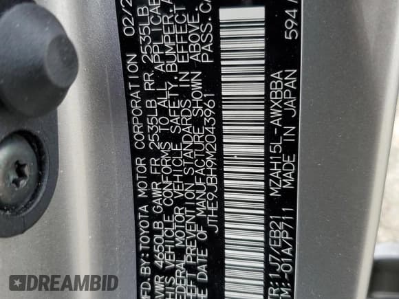 ✅ 2021 Lexus UX 250h F Sport • VIN: JTHE9JBH9M2043961 • Lot: 86896335. Listed on Copart with 44,429 mi. Free auction sales archive from the USA and detailed vehicle history report at DreamBid. Image 13.