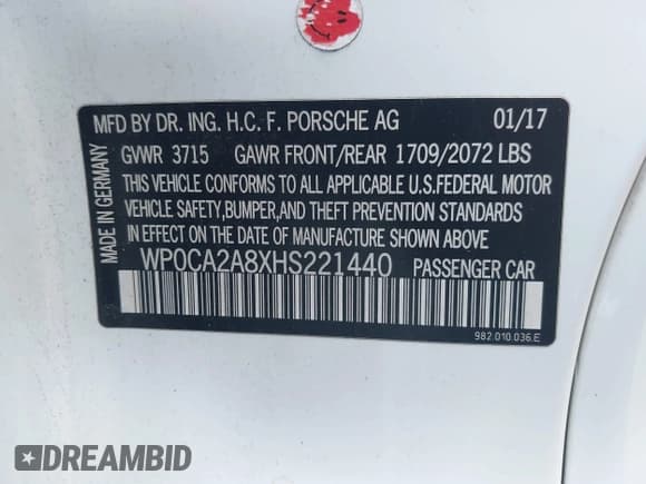 ✅ 2017 Porsche 718 Boxster • VIN: WP0CA2A8XHS221440 • Lot: 42621841. Listed on IAAI with 75,656 mi. Free auction sales archive from the USA and detailed vehicle history report at DreamBid. Image 9.