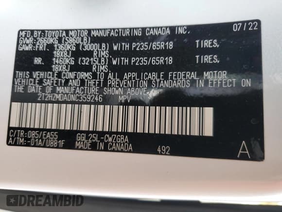 ✅ 2022 Lexus RX 350 • VIN: 2T2HZMDA0NC359246 • Lot: 81455455. Listed on Copart with 24,314 mi. Free auction sales archive from the USA and detailed vehicle history report at DreamBid. Image 14.