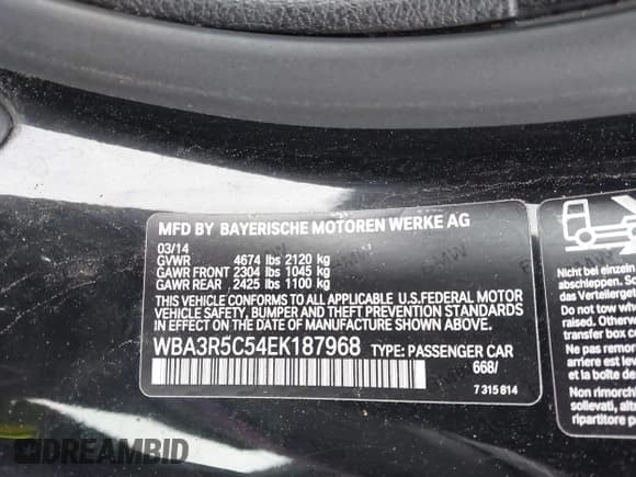 ✅ 2014 BMW 4 Series 435i xDrive • VIN: WBA3R5C54EK187968 • Лот: 43594588. Опубликован ранее на IAAI с пробегом 104 081 миль. Бесплатный доступ к архиву аукционных продаж из США и подробный отчёт об истории автомобиля на DreamBid. Изображение 9.