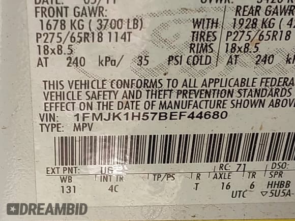 ✅ 2011 Ford Expedition Max XLT • VIN: 1FMJK1H57BEF44680 • Lot: 42052578. Wystawiony na IAAI z przebiegiem 171 357 mil. Bezpłatny archiwum sprzedaży aukcyjnych z USA i szczegółowy raport historii pojazdu na DreamBid. Zdjęcie 9.