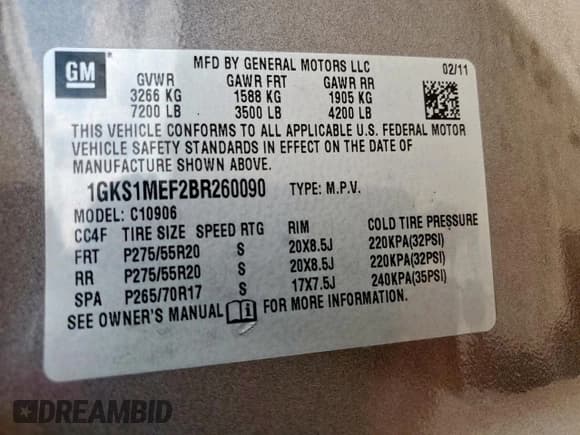 ✅ 2011 GMC Yukon XL Denali • VIN: 1GKS1MEF2BR260090 • Лот: 68566355. Опубликован ранее на Copart с пробегом 254 745 миль. Бесплатный доступ к архиву аукционных продаж из США и подробный отчёт об истории автомобиля на DreamBid. Изображение 13.