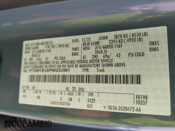 ✅ 2023 Ford F-150 Lightning Pro • VIN: 1FT6W1EVXPWG53591 • Лот: 42249385. Опубликован ранее на IAAI с пробегом 17 892 миль. Бесплатный доступ к архиву аукционных продаж из США и подробный отчёт об истории автомобиля на DreamBid. Изображение 9.