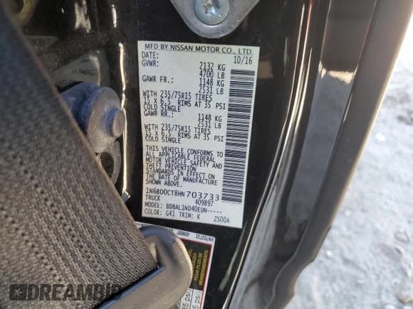 ✅ 2017 Nissan Frontier S • VIN: 1N6BD0CT8HN703733 • Lot: 85641195. Wystawiony na Copart z przebiegiem 12 781 mil. Bezpłatny archiwum sprzedaży aukcyjnych z USA i szczegółowy raport historii pojazdu na DreamBid. Zdjęcie 12.