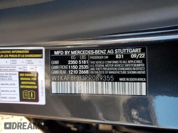 ✅ 2023 Mercedes-Benz C 43 AMG • VIN: W1KAF8HB3PR089355 • Lot: 37251434. Wystawiony na Copart z przebiegiem 5 458 mil. Bezpłatny archiwum sprzedaży aukcyjnych z USA i szczegółowy raport historii pojazdu na DreamBid. Zdjęcie 12.