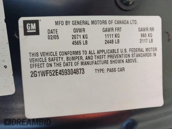 ✅ 2005 Chevrolet Impala • VIN: 2G1WF52E459304873 • Лот: 43463263. Опубликован ранее на IAAI с пробегом 99 188 миль. Бесплатный доступ к архиву аукционных продаж из США и подробный отчёт об истории автомобиля на DreamBid. Изображение 9.